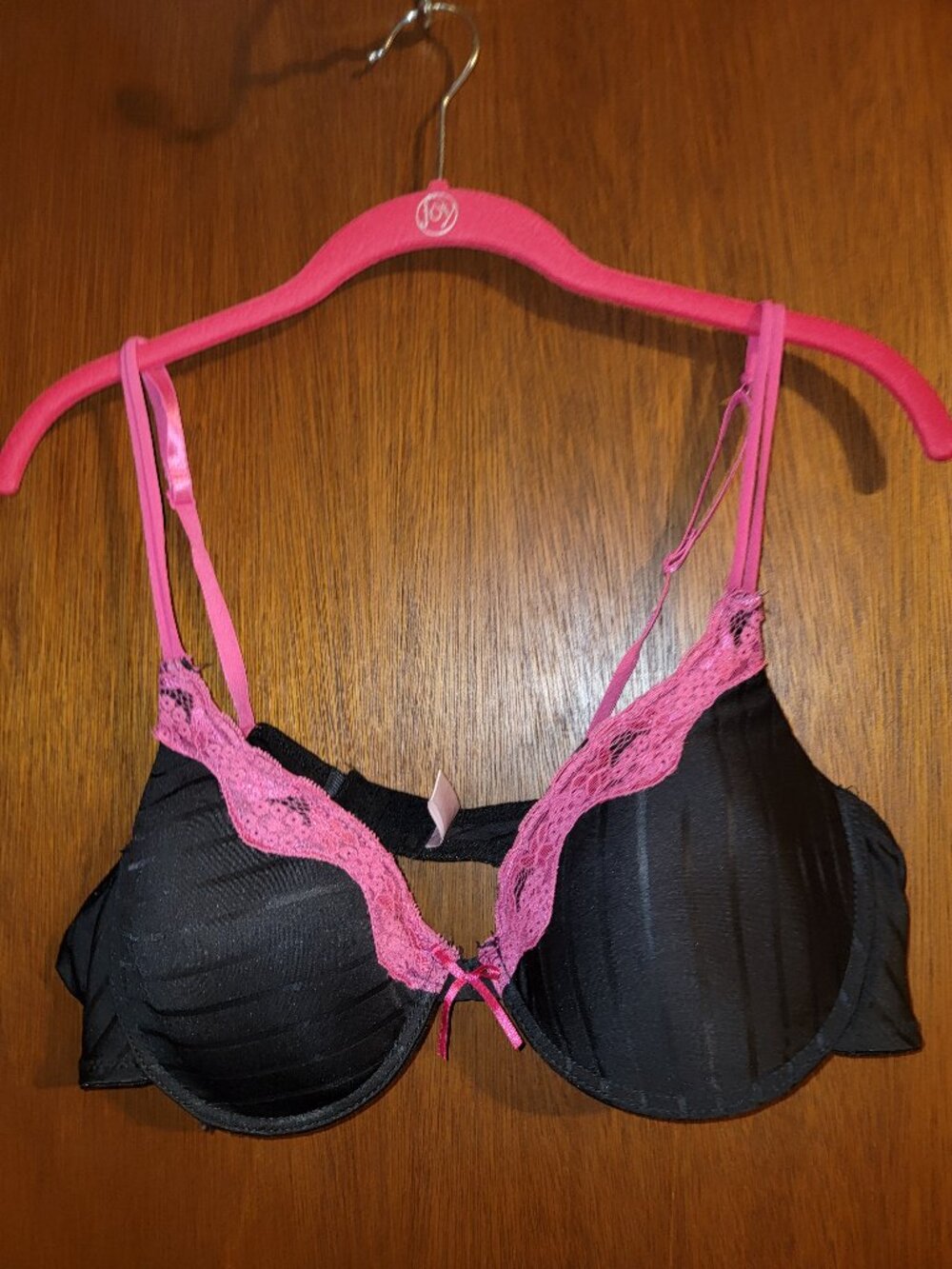 Native Intimates Black Hot Pink Lace Underwire Bra 42c